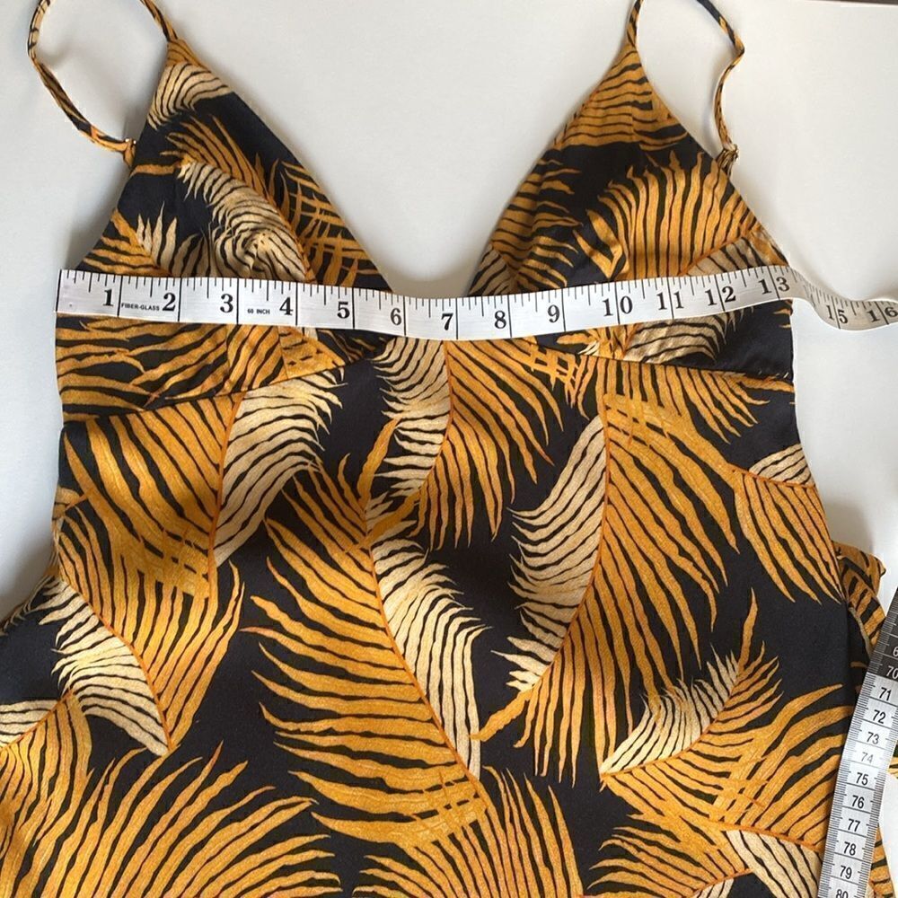 Shona Joy Golden Yellow & Black Phoenix Tropical Leaf Print Dress Size 2 - Picture 11 of 12